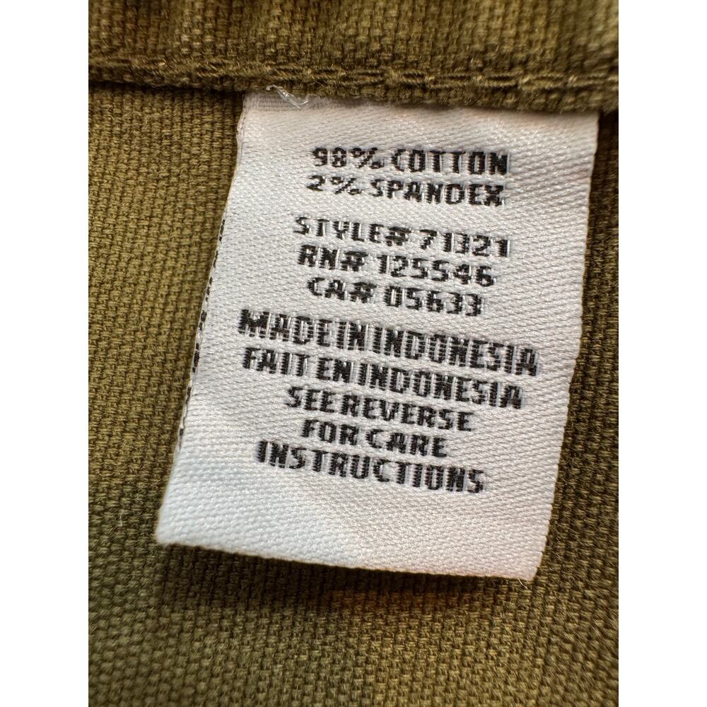 Habitat olive green denim jacket frayed edge cotton stretch pockets fall Sz M - Picture 8 of 9